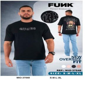 Camiseta Oversize FUNK Graphic Chains Negra Ref. MIO-37548
