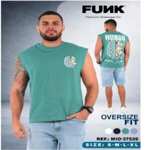 Camiseta Oversize sin mangas FUNK – Diseño “Money Brain” | Ref. MIO-37529