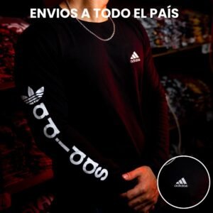 Camiseta Adidas Manga Larga Hombre – Negro Clásico